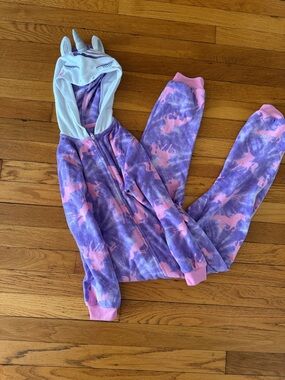 Kids' Unicorn Hooded Fleece Pajama Set - Purple & Pink
